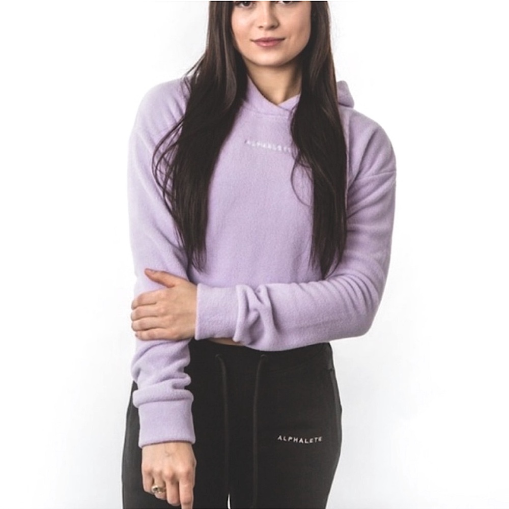 Alphalete King Cropped Fleece Hoodie Lilac Purple size Small